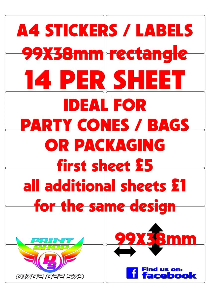 A4 STICKERS / LABELS X14 99x38mm