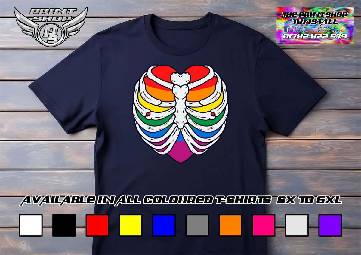 Skeleton Rainbow Heart Ribcage