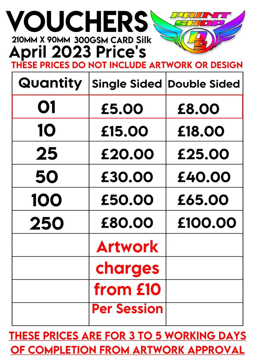 Vouchers 210x90mm